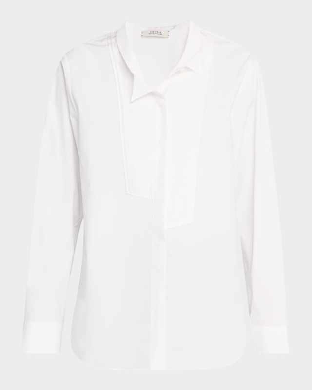Poplin Power Asymmetric Button-Down Blouse